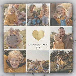 Anpassningsbar Multi Photo Family Keepsaké Guld He Stenunderlägg