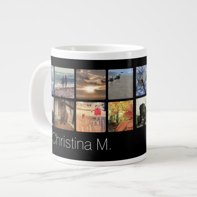 Anpassningsbar Multi Photo Mosaic Bild Collage Jumbo Mugg (Framsida vänster)