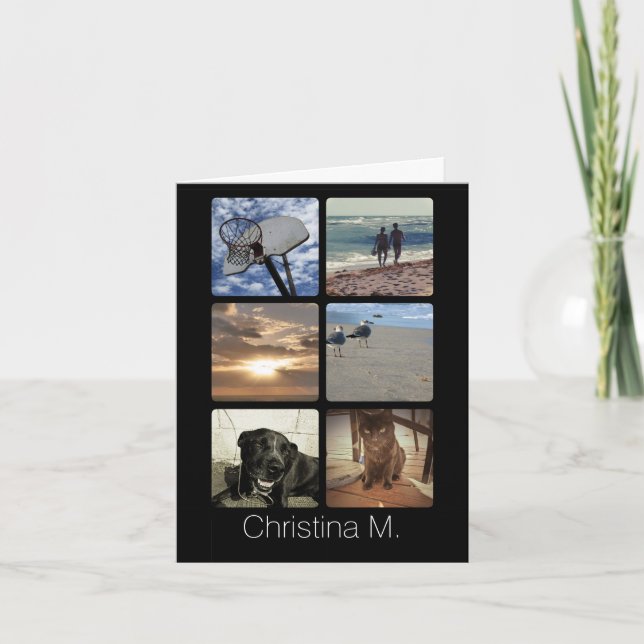 Anpassningsbar Multi Photo Mosaic Bild Collage Kort (Framsida)