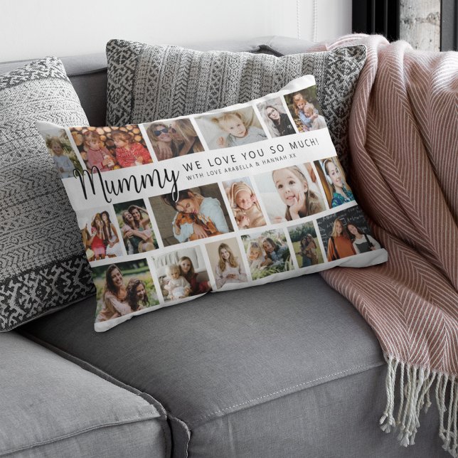 Anpassningsbar Mummy 18 Photo Collage Lumbarkudde (Skapare uppladdad)