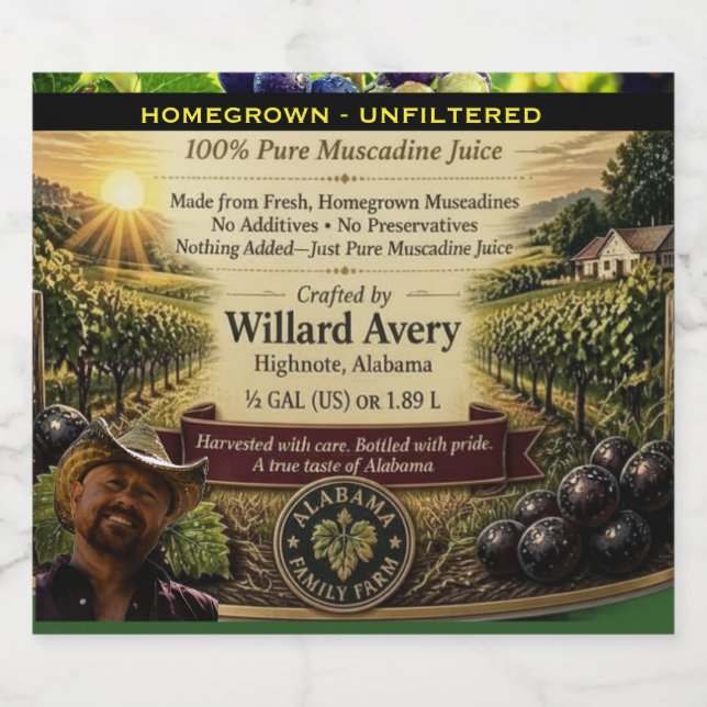 Anpassningsbar Muscadine-juicetiket (Enkel etikett)