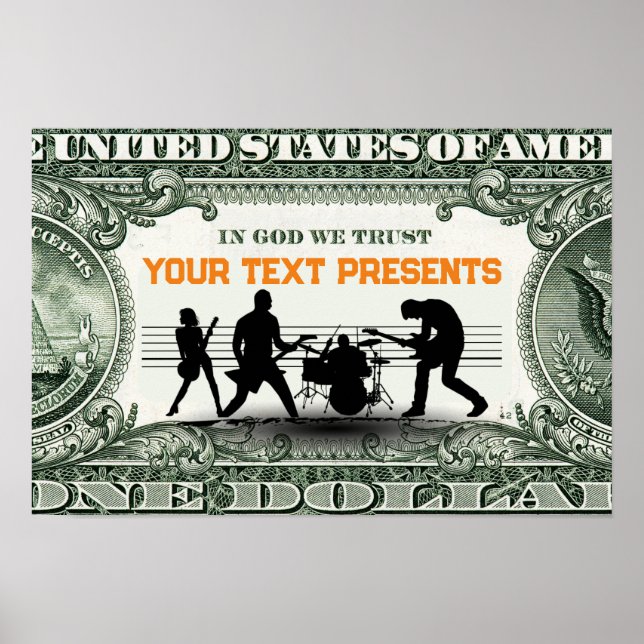 Anpassningsbar Music Band och Money Poster (Framsidan)