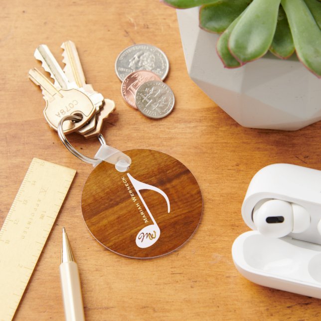 Anpassningsbar Music Note på trä Nyckelring (Skrivbord)