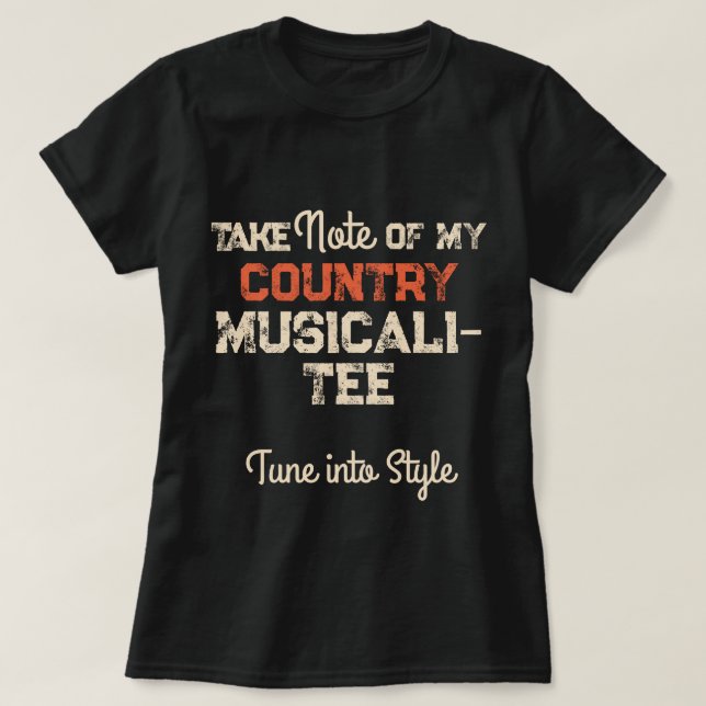 Anpassningsbar Music, notera min LAND Musicali-TEE T Shirt (Design framsida)