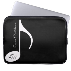 Anpassningsbar Musical Note i svartvitt Laptop Fodral