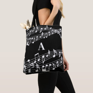 Anpassningsbar Musik noter Monogram Black and Whit Tygkasse