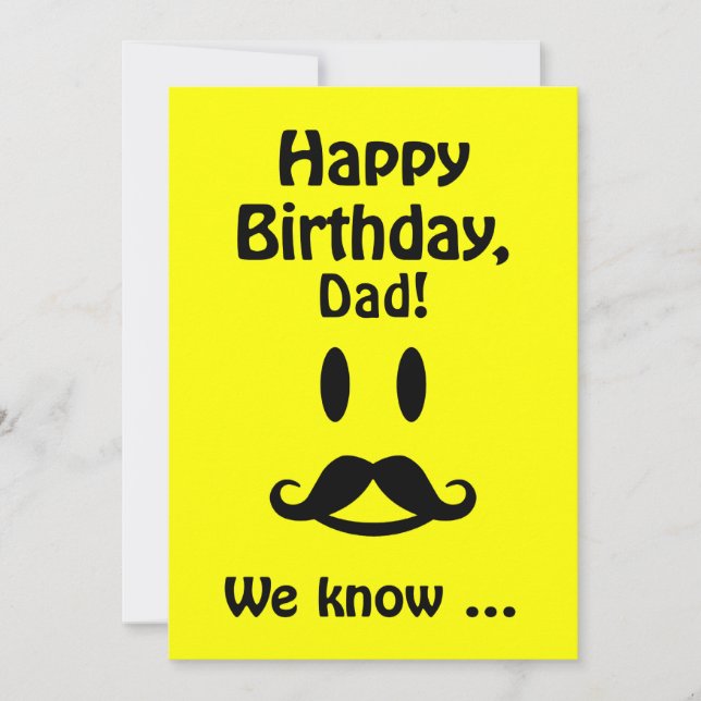 Anpassningsbar Mustache Birthday-kort för vem som  Kort (Framsida)