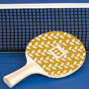 Anpassningsbar Mustard 70:e Löv Mönster Monogram Pingisracket
