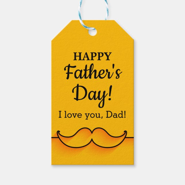 ANPASSNINGSBAR Mustard Elegant Mustache Fars dag Presentetikett (Framsidan)