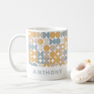 Anpassningsbar Mustard Taupe Grått Blue Hip Art Mö Kaffemugg