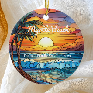 Anpassningsbar Myrtle Beach Faux Stached Glass Julgransprydnad Keramik