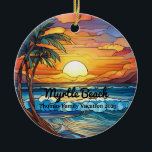Anpassningsbar Myrtle Beach Faux Stached Glass Julgransprydnad Keramik<br><div class="desc">Cute personalizable tropical Resa souvenir. Anpassning: Ändra rubrik och år för att göra den unik.</div>