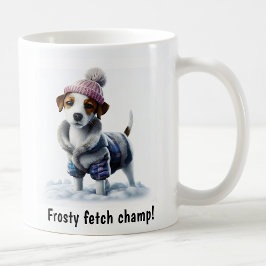 Anpassningsbar Mysig Jack Russell Terrier Snö Dag Kaffemugg