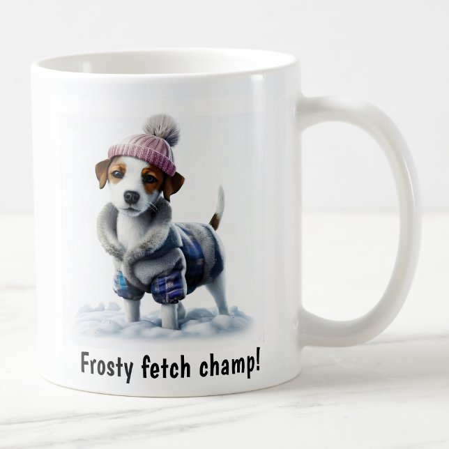 Anpassningsbar Mysig Jack Russell Terrier Snö Dag Kaffemugg (Skapare uppladdad)