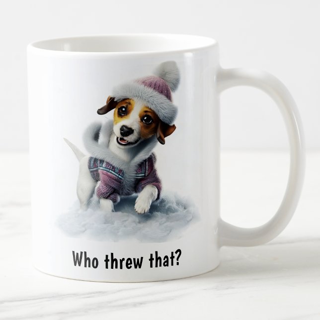 Anpassningsbar Mysig Jack Russell Terrier Snö Dag Kaffemugg (Skapare uppladdad)