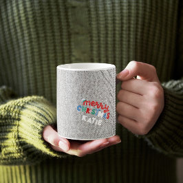 Anpassningsbar Mysigt Grått Sticka Winter | GOD JU Kaffemugg