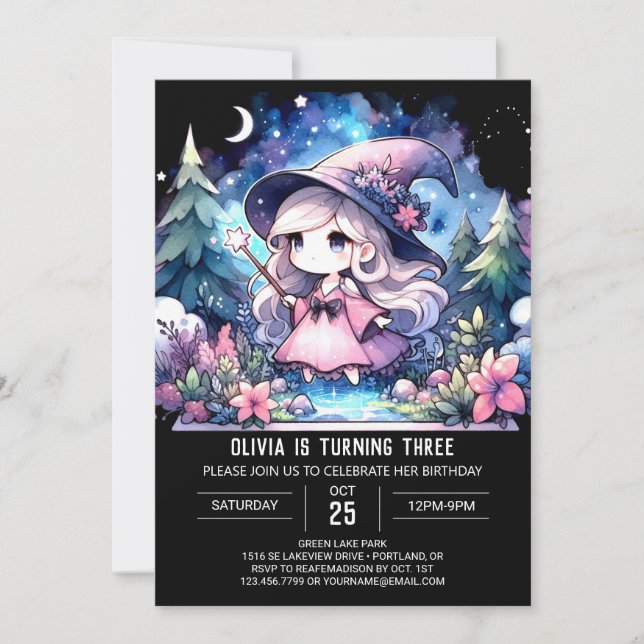 Anpassningsbar Mystical Wizard Birthday Inbjudningar (Framsida)