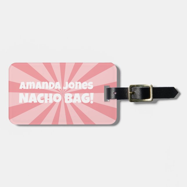 Anpassningsbar Nacho Bag Funny Retro Rosa Bagagebricka (Horisontell Framsida)