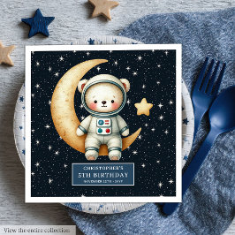 Anpassningsbar Nalle Astronaut Napkins Baby Shower Pappersservett