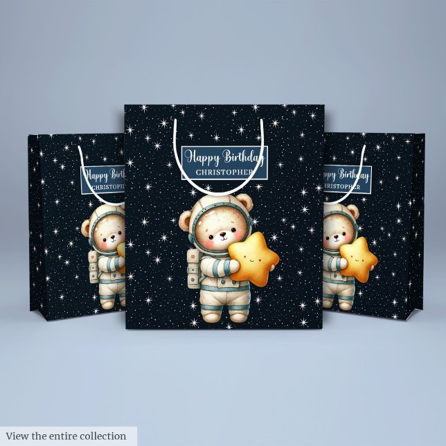 Anpassningsbar Nalle Gift Bag for Space Boy Party (Custom Teddy Bear Gift Bag for Space Boy Party)
