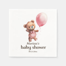 Anpassningsbar Nalle Girl Baby Shower Pappersservett