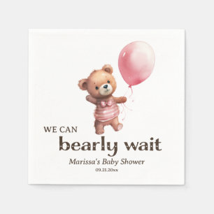 Anpassningsbar Nalle Girl Baby Shower Pappersservett