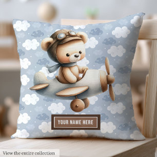 Anpassningsbar Nalle Pillow for Pojke Nursery Kudde