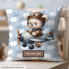 Anpassningsbar Nalle Pilot Pillow Pojke Nursery Kudde