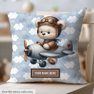 Anpassningsbar Nalle Pilot Pillow Pojke Nursery Kudde
