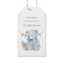 Anpassningsbar Nalle som läser en babydusch för bo