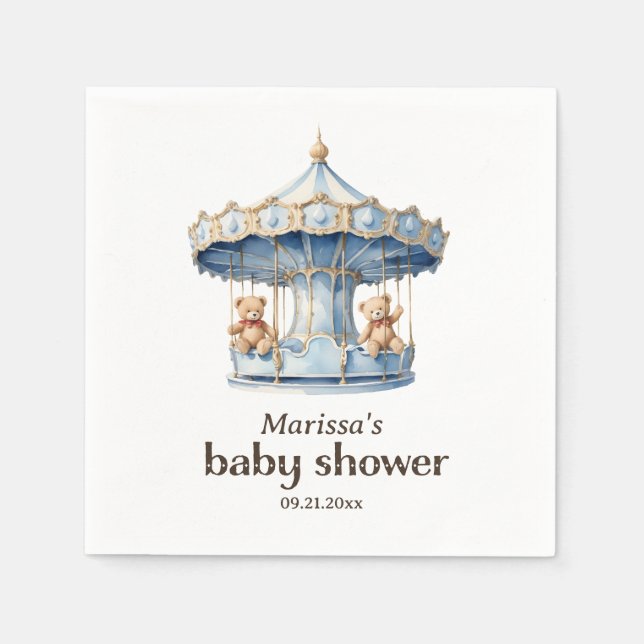 Anpassningsbar Nalle Twin Boy Shower Pappersservett (Framsidan)