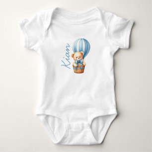 Anpassningsbar nallebjörn med babys namn i luftbal t shirt