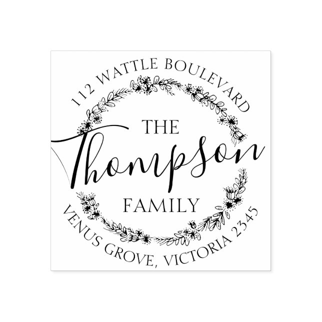 Anpassningsbar namn blommigt returadress frimärke stämpel (Tryck)