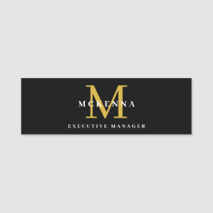 Anpassningsbar Namn bricka for Business Black Guld Namnbricka