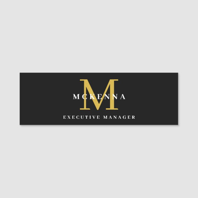 Anpassningsbar Namn bricka for Business Black Guld Namnbricka (Framsida)