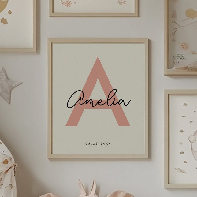 Anpassningsbar Namn Nursery Monogram Brev Kids Roo Poster (Skapare uppladdad)