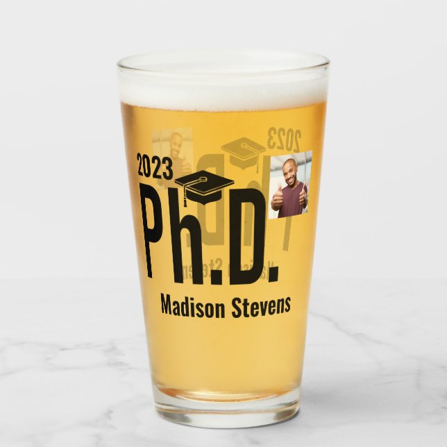 Anpassningsbar, namn och år Ph.D. Glaskopp (Baksida fylld)