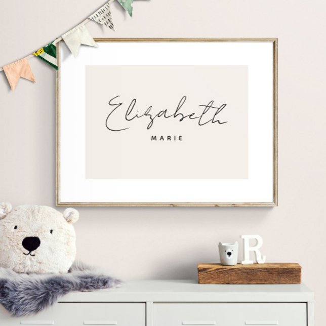 Anpassningsbar Namn skriver ut minimalistisk murko Poster (Shown with frame. Print is designed with white border so it gives the look of a mat.)