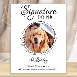 Anpassningsbar Namnteckning Drink Photo Hund Pet B Poster