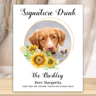 Anpassningsbar Namnteckning Drink Sunblommor Pet B Poster