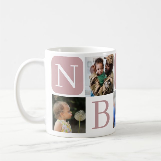 Anpassningsbar Nanny Grandmor 5 Photo Collage Kaffemugg (Vänster)