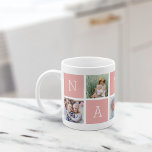 Anpassningsbar Nanny Grandmor 5 Photo Collage Kaffemugg<br><div class="desc">Skapa en söt keepy för mormor med den här enkla designen som innehåller fem av dina favoritfoton från Instagram,  ordnade i en kollagelayout med alternerande fyrkanter i pastellens  rosa,  med texten "Nanny". Anpassa med favoritfoton av hennes barnbarn för en uppskattad gåva till Nanny.</div>