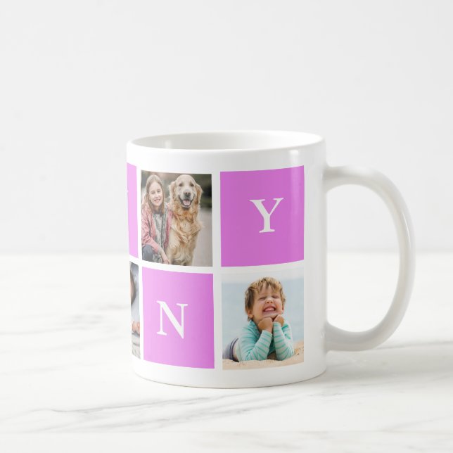Anpassningsbar Nanny Grandmor 5 Photo Collage Kaffemugg (Höger)