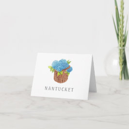 Anpassningsbar Nantucket Basket Blue Hydrangeas Fo Anteckningskort