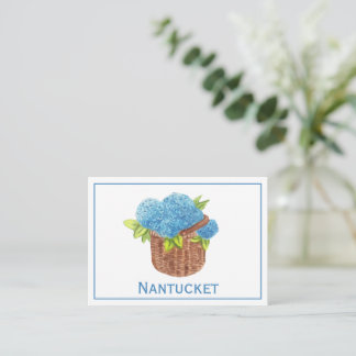 Anpassningsbar Nantucket Basket Blue Hydrangeas Ta Anteckningskort
