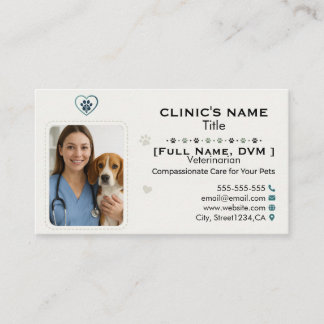 Anpassningsbar näringslivskort för veterinärklinik visitkort