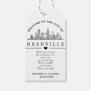 Anpassningsbar Nashville Skyline - Bröllop Välkomm Presentetikett