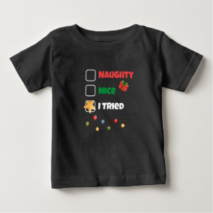 Anpassningsbar Naughty Nice Jag provade jultomten T Shirt