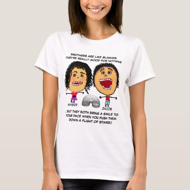 Anpassningsbar Naughty Sister Slinky Joke Tee (Framsida)