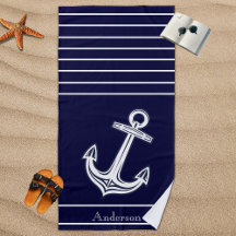 Anpassningsbar Nautical Anchor Bathroom Navy Beach
